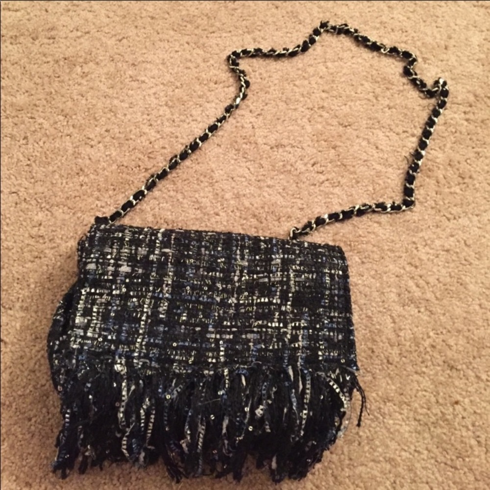 Zara trf black and blue purse